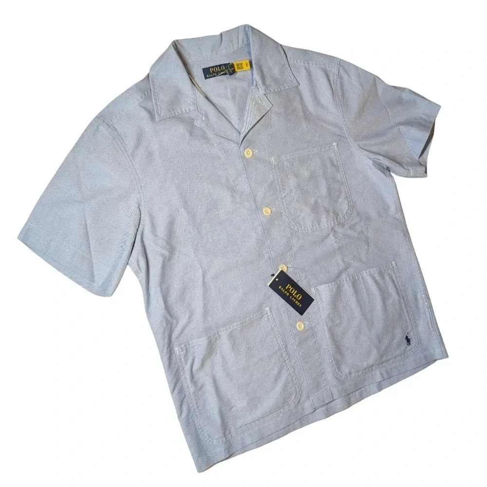 Polo Ralph Lauren Oxford Short Sleeve Overshirt Button Down Shirt Sz S NWT $125